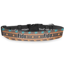 African Lions & Elephants Deluxe Dog Collar - Medium (11.5" to 17.5") (Personalized)