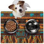 African Lions & Elephants Dog Food Mat - Medium w/ Name or Text