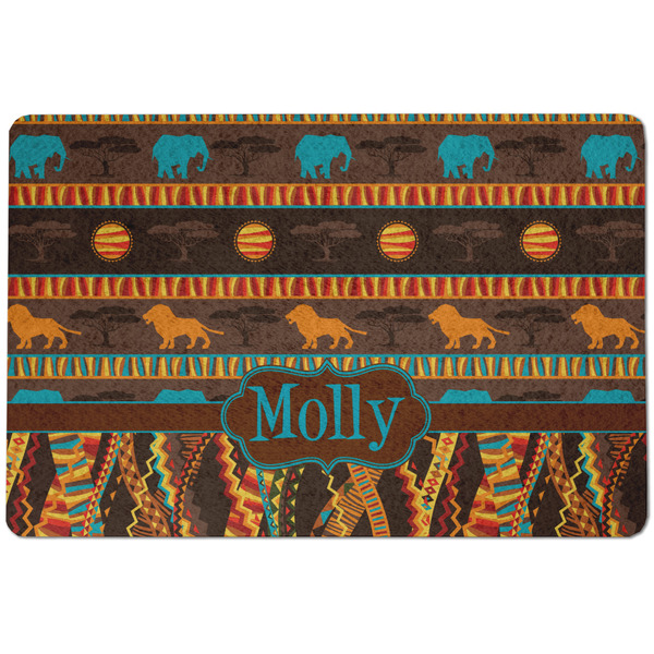 Custom African Lions & Elephants Dog Food Mat w/ Name or Text