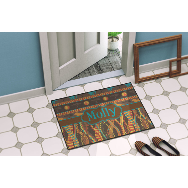 African Lions & Elephants Door Mat Lifestyle