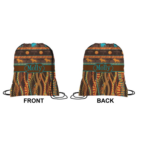 African Lions & Elephants Drawstring Backpack