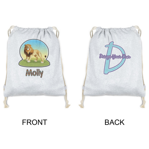 African Lions & Elephants Drawstring Backpacks - Sweatshirt Fleece - Double Sided - APPROVAL