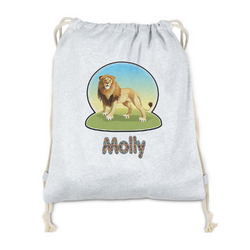 African Lions & Elephants Drawstring Backpack - Sweatshirt Fleece - Double Sided (Personalized)