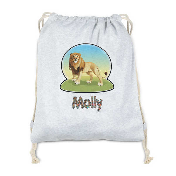 Custom African Lions & Elephants Drawstring Backpack - Sweatshirt Fleece - Double Sided (Personalized)