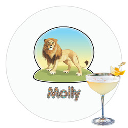 African Lions & Elephants Printed Drink Topper - 3.5" (Personalized)
