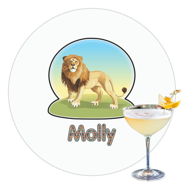 Custom African Lions & Elephants Printed Drink Topper - 3.5" (Personalized)