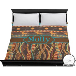 African Lions & Elephants Duvet Cover - King (Personalized)