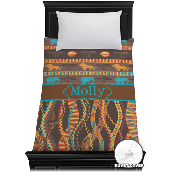 Custom African Lions & Elephants Duvet Cover - Twin XL (Personalized)