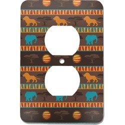 African Lions & Elephants Electric Outlet Plate (Personalized)