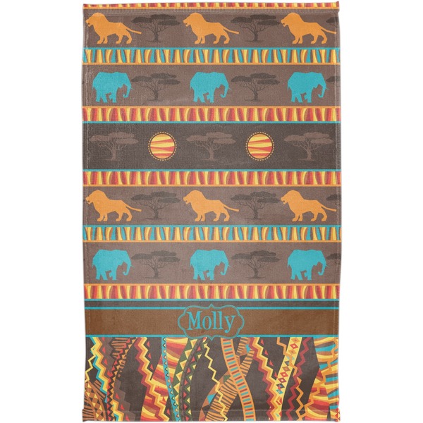 African Lions & Elephants Finger Tip Towel - Full View