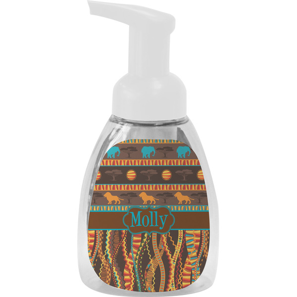 Custom African Lions & Elephants Foam Soap Bottle - White (Personalized)