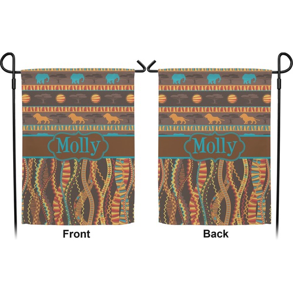 African Lions & Elephants Garden Flag - Double Sided Front and Back