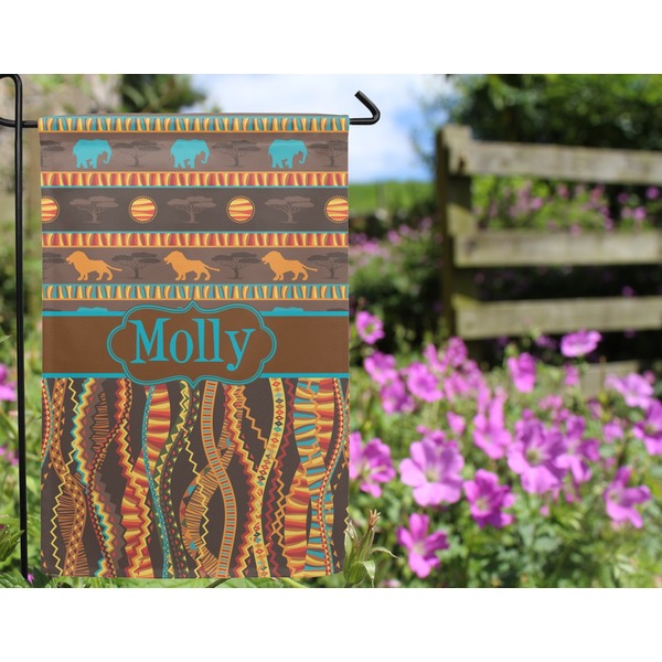 African Lions & Elephants Garden Flag - Outside In Flowers