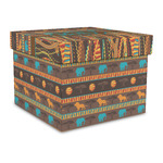 African Lions & Elephants Gift Box with Lid - Canvas Wrapped - Large (Personalized)