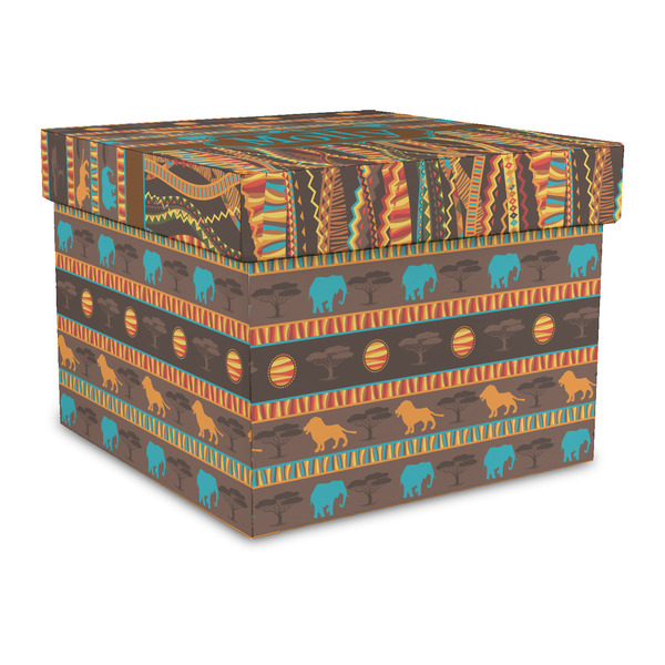 Custom African Lions & Elephants Gift Box with Lid - Canvas Wrapped - Large (Personalized)