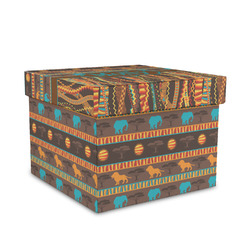 African Lions & Elephants Gift Box with Lid - Canvas Wrapped - Medium (Personalized)