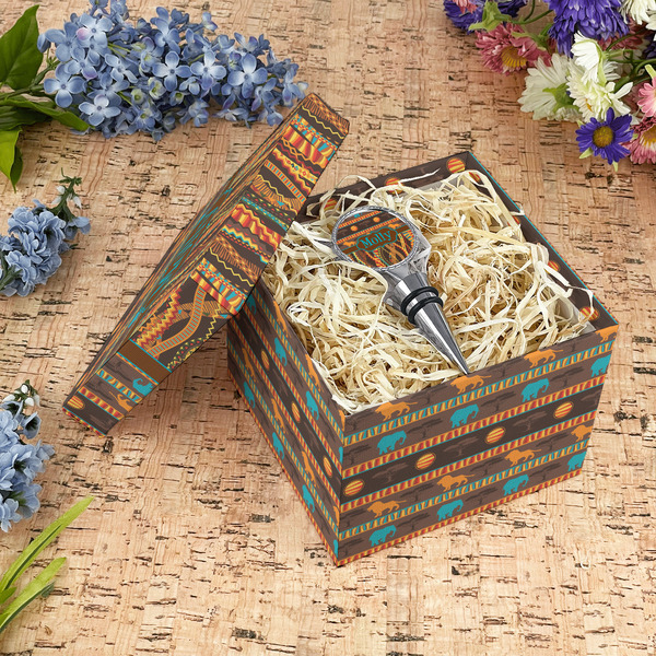 African Lions & Elephants Gift Boxes with Lid - Canvas Wrapped - Medium - In Context