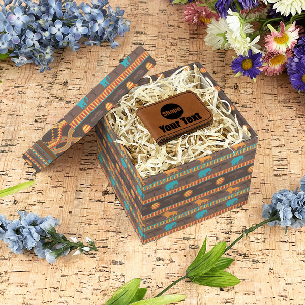 African Lions & Elephants Gift Boxes with Lid - Canvas Wrapped - Small - In Context