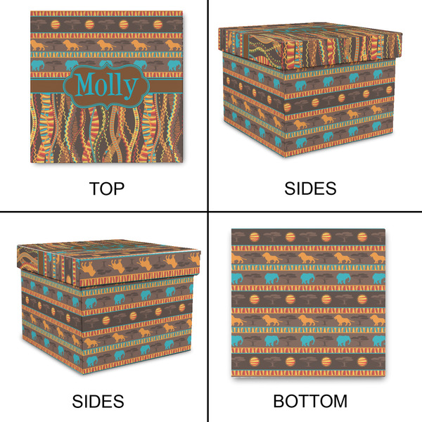 African Lions & Elephants Gift Boxes with Lid - Canvas Wrapped - X-Large - Approval