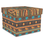 African Lions & Elephants Gift Box with Lid - Canvas Wrapped - XX-Large (Personalized)
