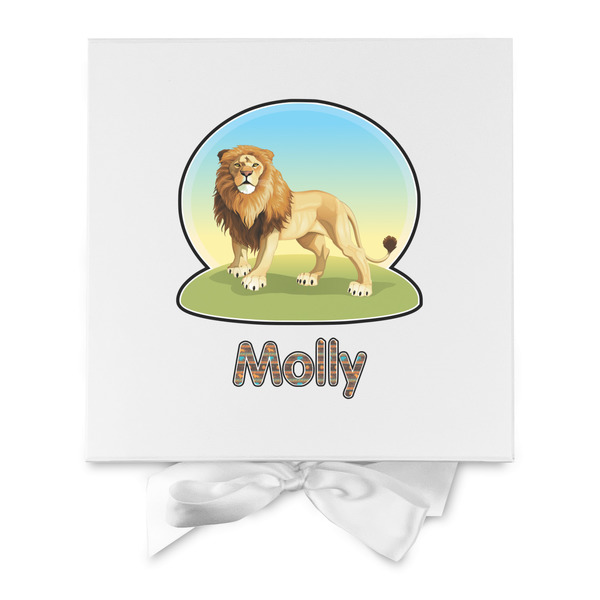 African Lions & Elephants Gift Boxes with Magnetic Lid - White - Approval