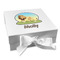 African Lions & Elephants Gift Boxes with Magnetic Lid - White - Front
