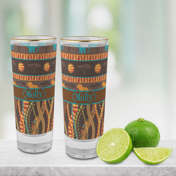 African Lions & Elephants Glass Shot Glass - 2 oz - LIFESTYLE
