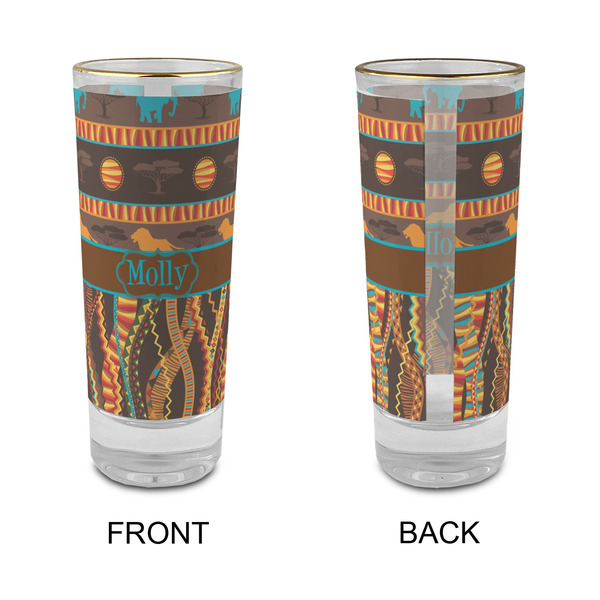 African Lions & Elephants Glass Shot Glass - 2 oz - Single - APPROVAL