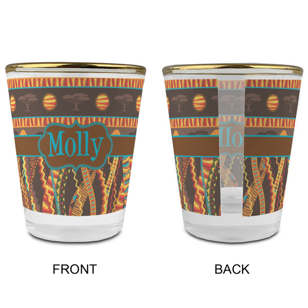 African Lions & Elephants Glass Shot Glass - with gold rim - APPROVAL