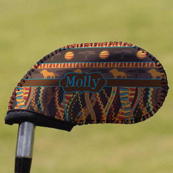 Custom African Lions & Elephants Golf Club Iron Cover - Single (Personalized)