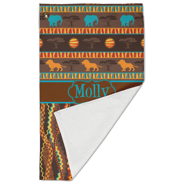 African Lions & Elephants Golf Towel - Folded (Large)