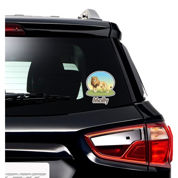 African Lions & Elephants Graphic Car Decal (On Car Window)