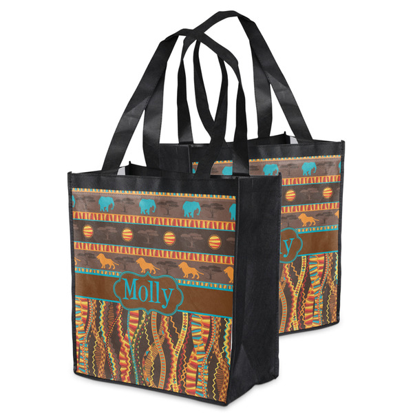 African Lions & Elephants Grocery Bag - MAIN