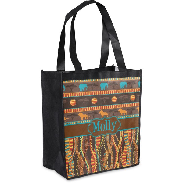 Custom African Lions & Elephants Grocery Bag (Personalized)