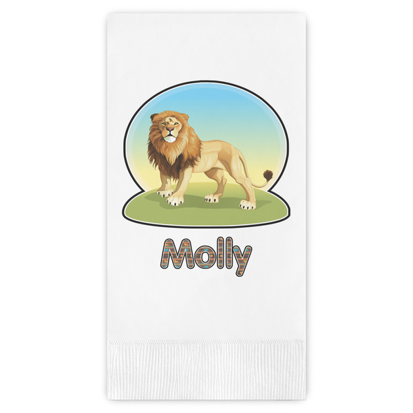 Custom African Lions & Elephants Guest Paper Towels - Full Color (Personalized)