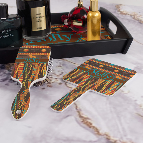 African Lions & Elephants Hair Brush and Hand Mirror - Bathroom Scene