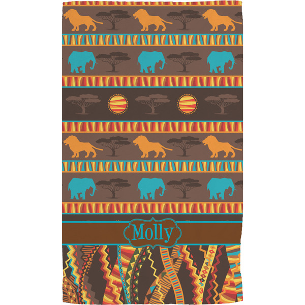 African Lions & Elephants Hand Towel (Personalized) Full