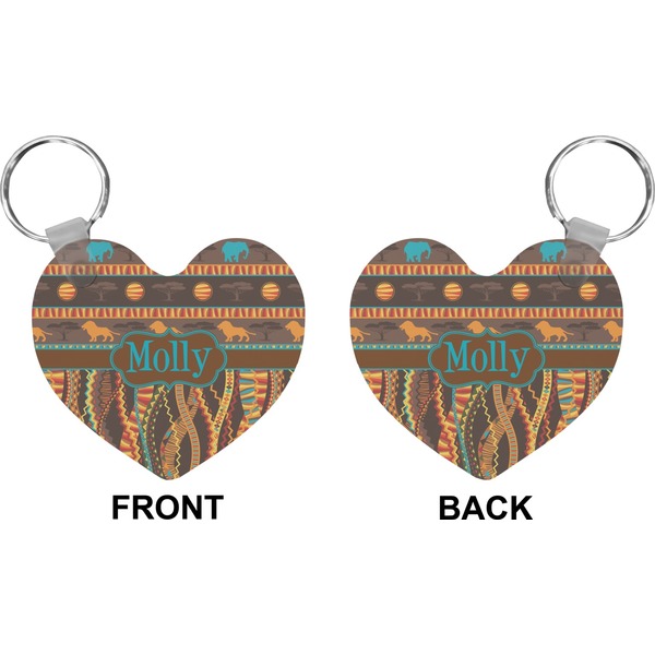 African Lions & Elephants Heart Keychain (Front + Back)