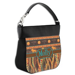African Lions & Elephants Hobo Purse w/ Genuine Leather Trim w/ Name or Text