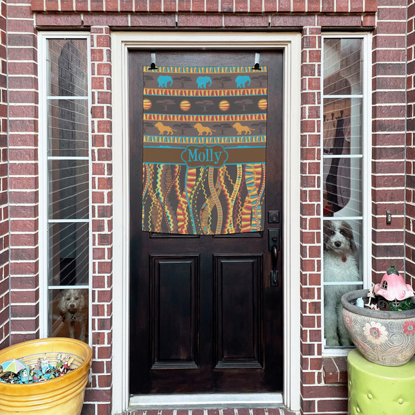 African Lions & Elephants House Flags - Double Sided - (Over the door) LIFESTYLE