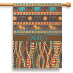 African Lions & Elephants 28" House Flag - Single Sided (Personalized)