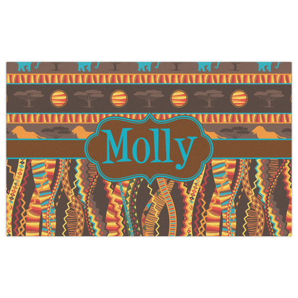 African Lions & Elephants Indoor / Outdoor Rug - 3'x5' - Front Flat