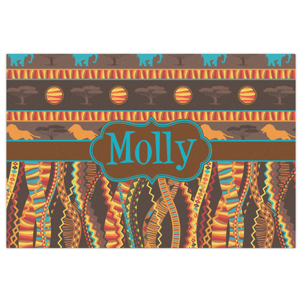 African Lions & Elephants Indoor / Outdoor Rug - 4'x6' - Front Flat