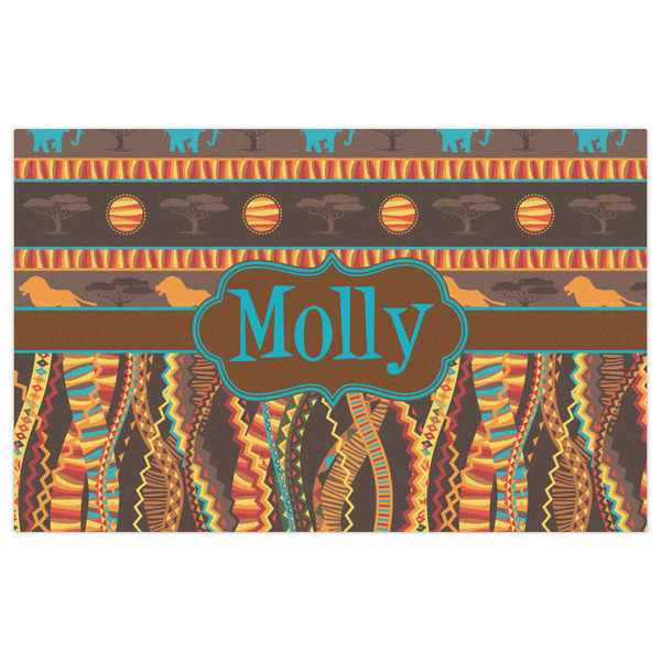 African Lions & Elephants Indoor / Outdoor Rug - 5'x8' - Front Flat