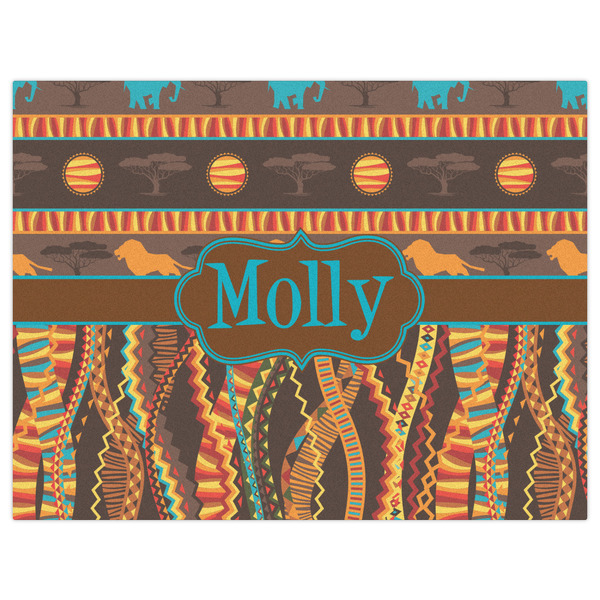 African Lions & Elephants Indoor / Outdoor Rug - 6'x8' - Front Flat