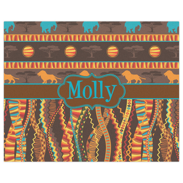 African Lions & Elephants Indoor / Outdoor Rug - 8'x10' - Front Flat