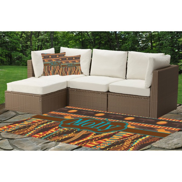 African Lions & Elephants Outdoor Mat & Cushions