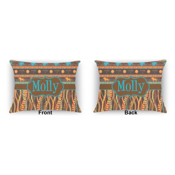 African Lions & Elephants  Indoor Rectangular Burlap Pillow (Front and Back)