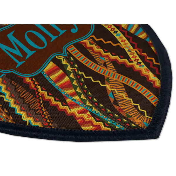 African Lions & Elephants Iron on Shield 3 Detail