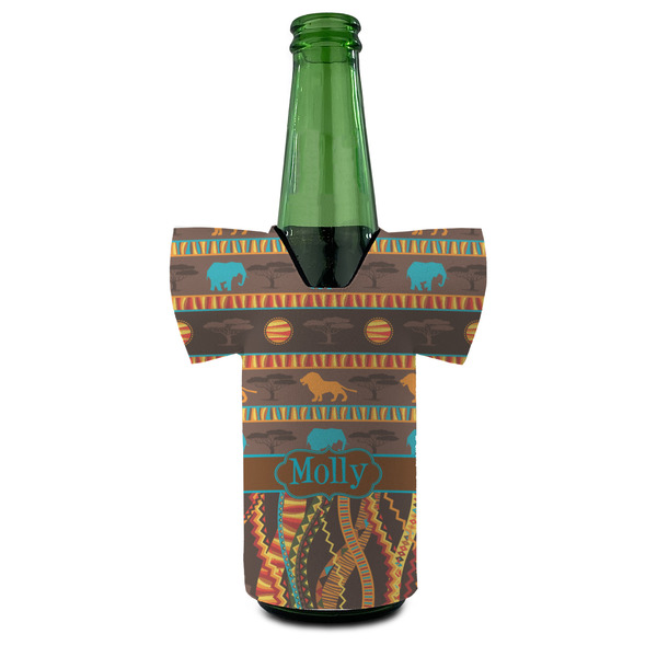 African Lions & Elephants Jersey Bottle Cooler - Set of 4 - FRONT (on bottle)